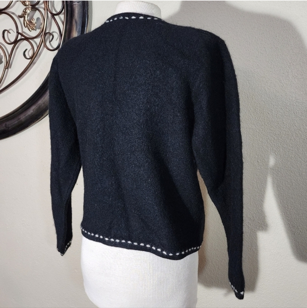 Karen Scott 100% Wool Cardigan Black Size L - Picture 10 of 17